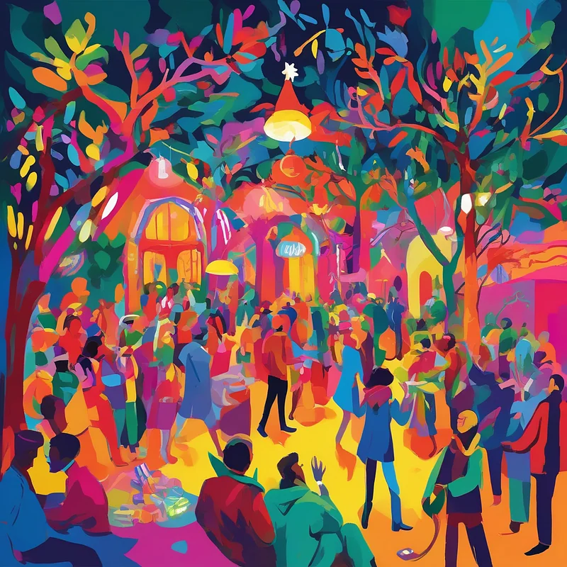 Fauvist Celebration Stable Diffusion prompt example