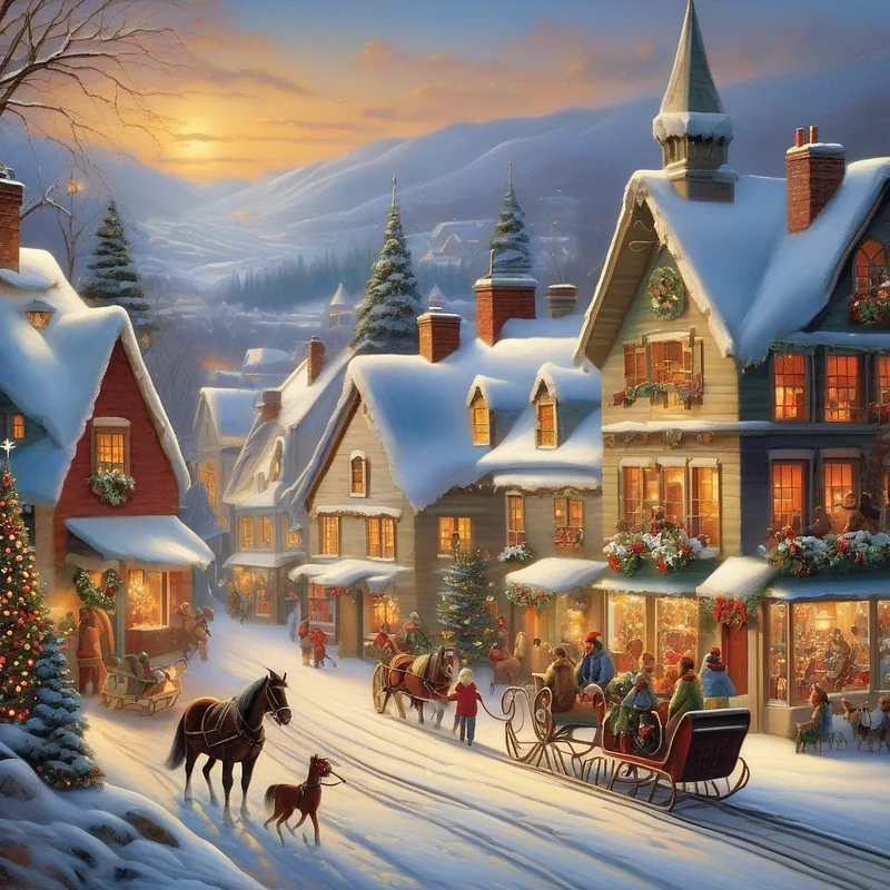 Snow Village Stable Diffusion prompt example