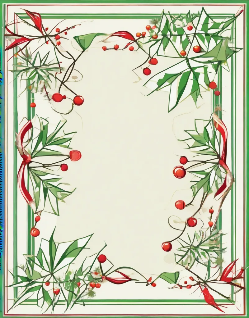 Christmas greeting card with a geometric tree and bordered blank area for writing