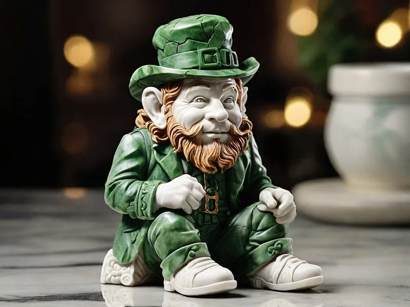 Marble texture prompt example, A leprechaun, made out of marble