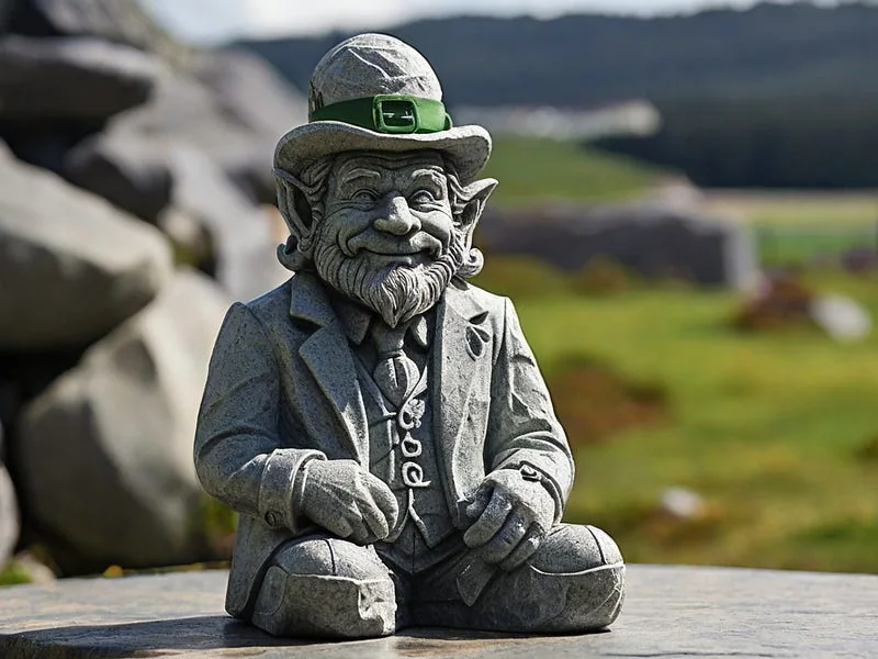 Granite texture prompt example, A leprechaun, made out of granite