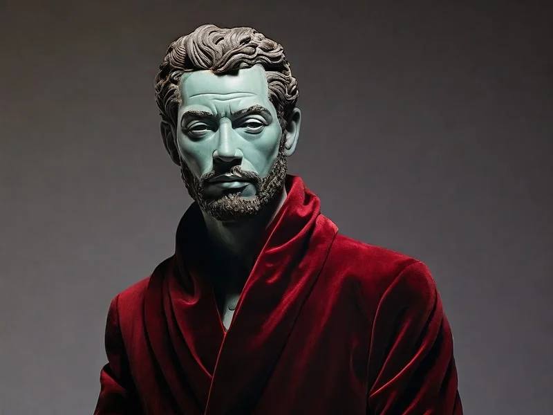 Velvet texture prompt example, A sculpture of a man, (made out of velvet)