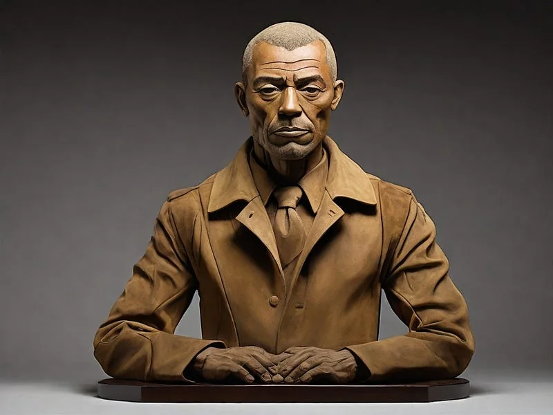 Suede texture prompt example, A sculpture of a man, (made out of Suede)