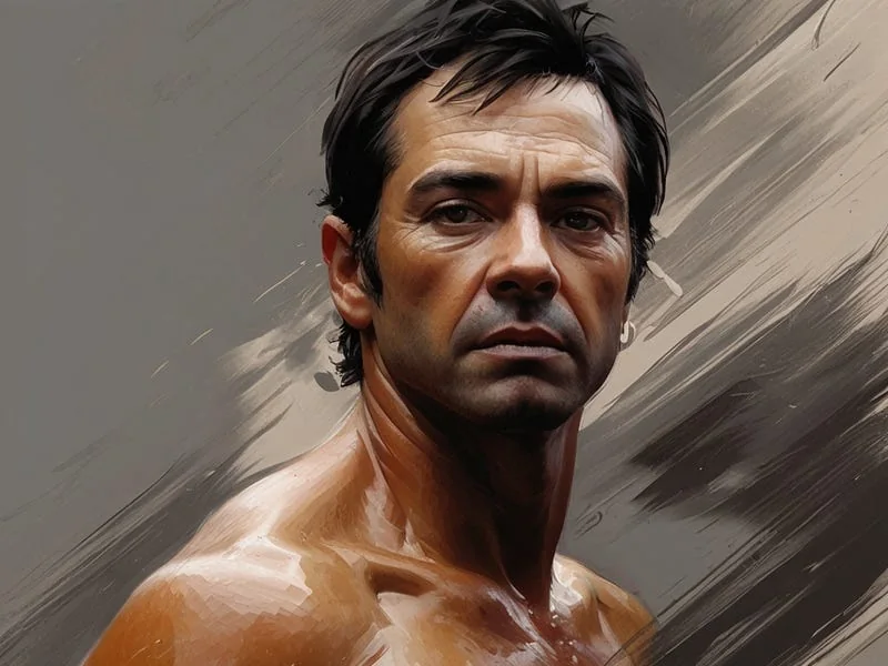 Brushstrokes texture prompt example, brushstrokes, depicting a man, high resolution, high fidelity:1.1, detailed texture, photo