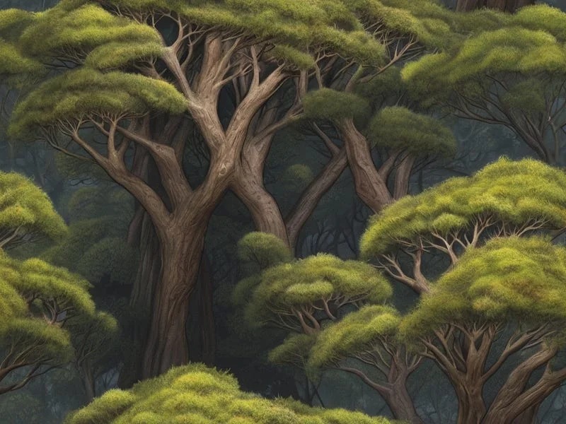Dabbing texture prompt example, Dabbed paint, of a tree, high resolution, high fidelity:1.1, detailed