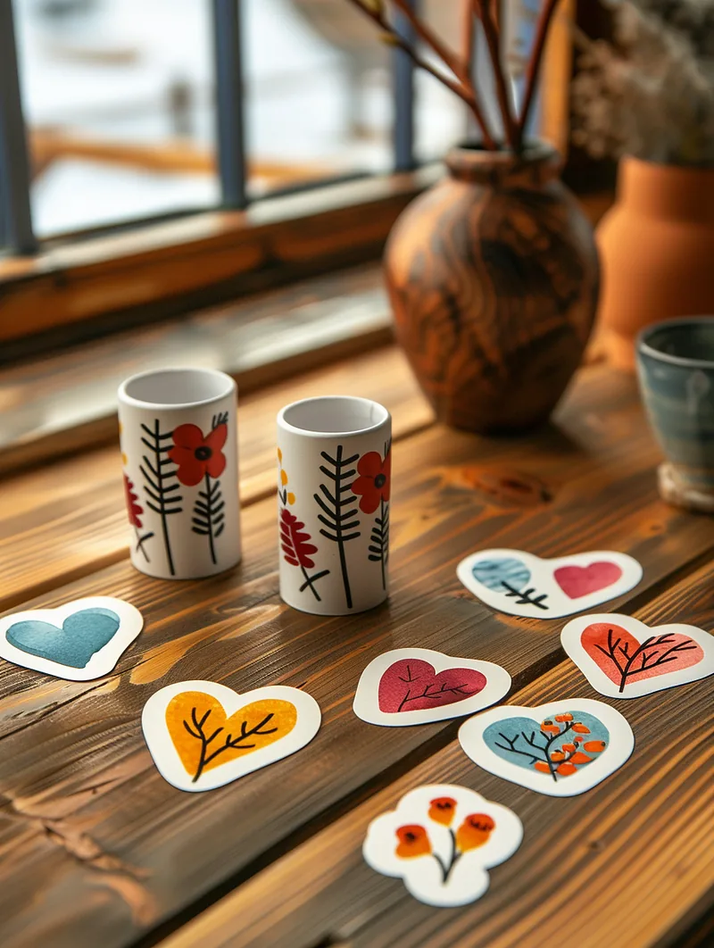 Valentine sticker-sheet mockup