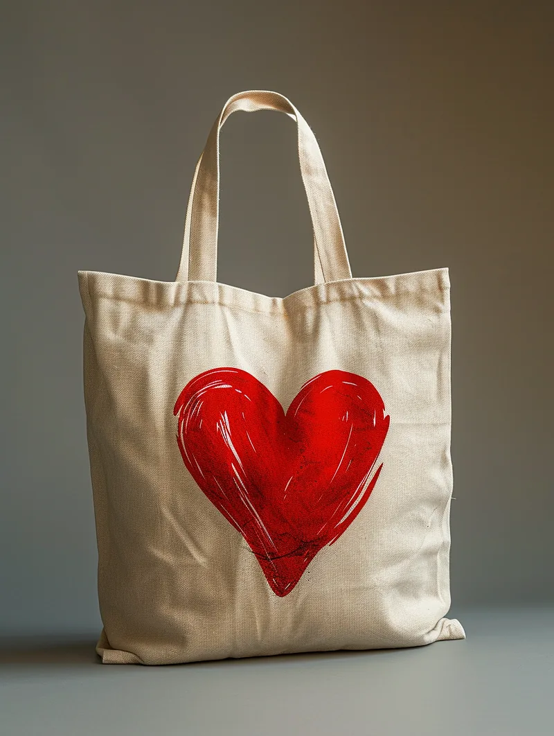 mockup of a tote bag with love-themed vector art heat-transferred onto it &mdash; ar 3:4 &mdash; s 750 &mdash; v 6.0